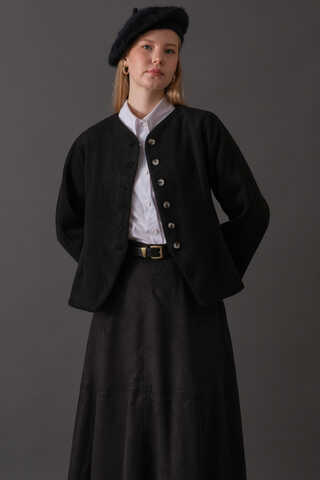 Short Jacket with Dart Detail Black - 12