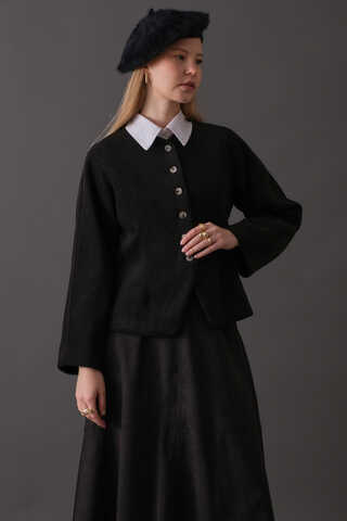 Short Jacket with Dart Detail Black - 16