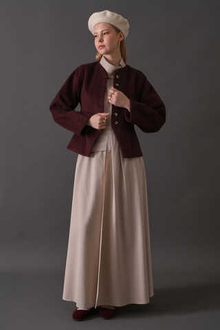 Short Jacket with Dart Detail Burgundy