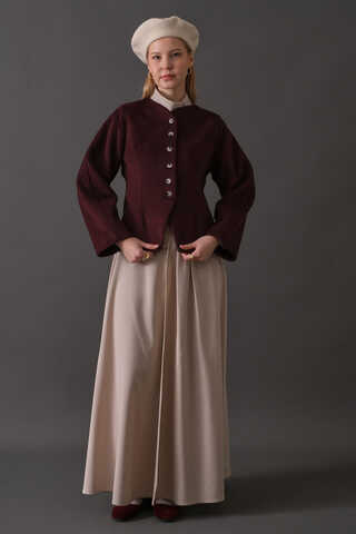 Short Jacket with Dart Detail Burgundy - 4