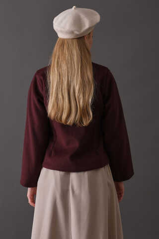 Short Jacket with Dart Detail Burgundy - 13