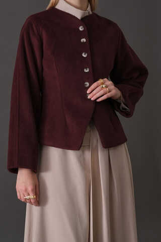 Short Jacket with Dart Detail Burgundy (1)