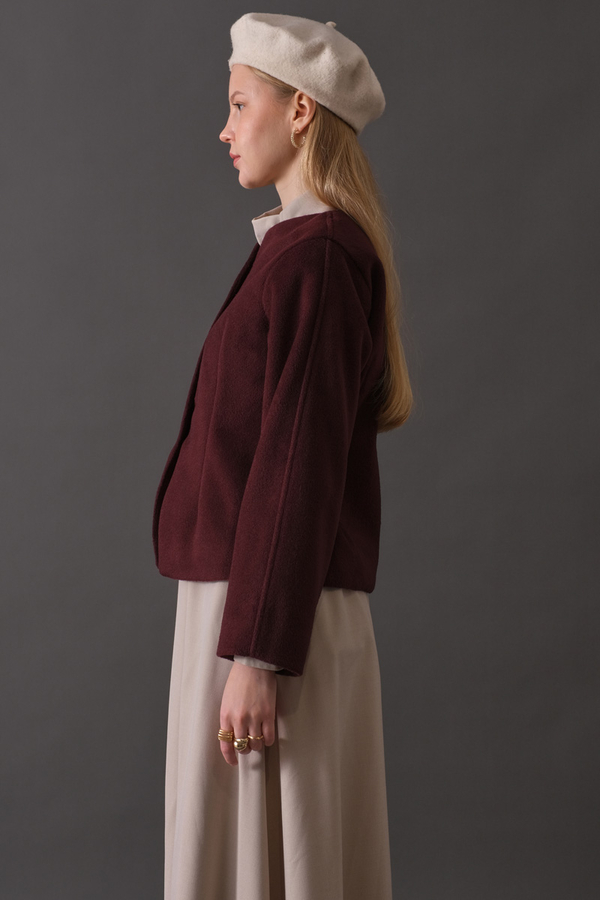 Short Jacket with Dart Detail Burgundy - 6