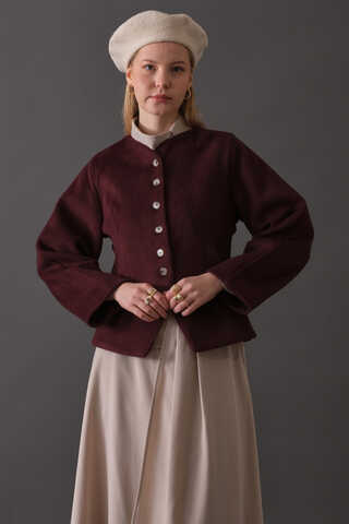 Short Jacket with Dart Detail Burgundy - 7