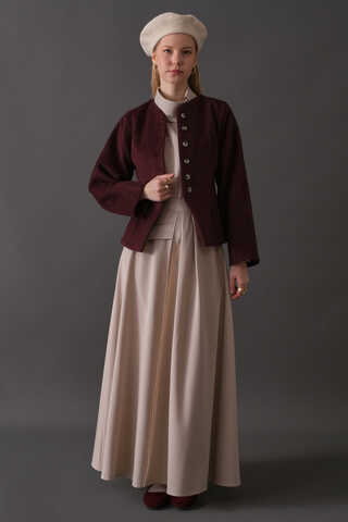 Short Jacket with Dart Detail Burgundy - 8
