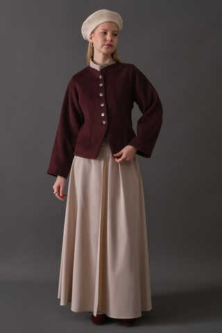 Short Jacket with Dart Detail Burgundy - 11