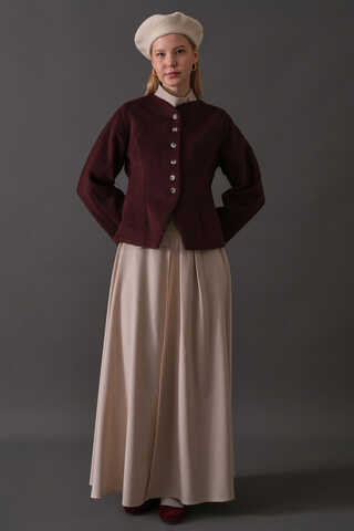 Short Jacket with Dart Detail Burgundy - 12