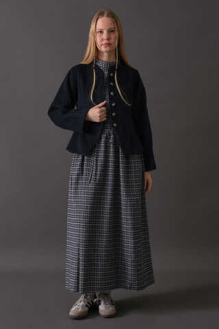 Short Jacket with Dart Detail Navy - 1