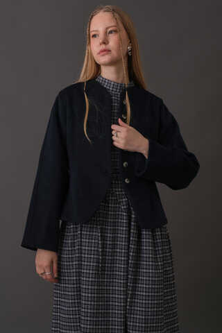 Short Jacket with Dart Detail Navy - 2