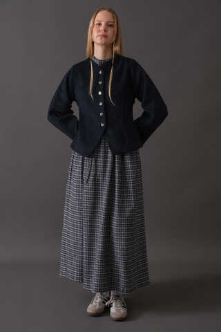 Short Jacket with Dart Detail Navy - 5