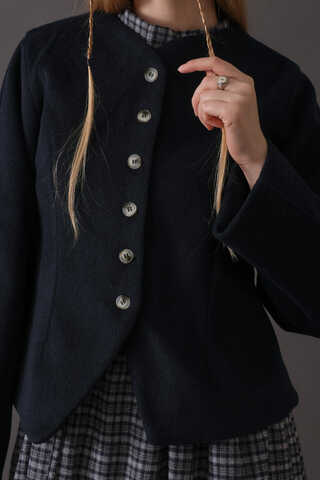 Short Jacket with Dart Detail Navy - 7