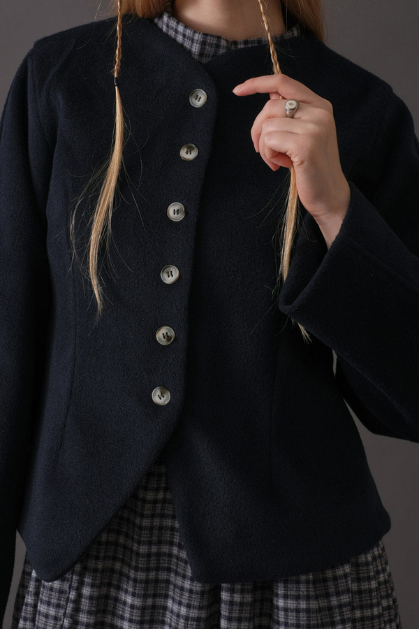 Short Jacket with Dart Detail Navy - 7