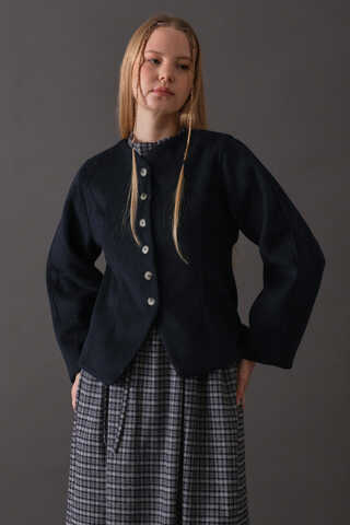 Short Jacket with Dart Detail Navy - 4