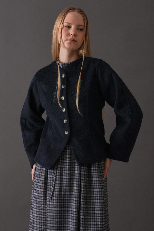 Short Jacket with Dart Detail Navy - 4