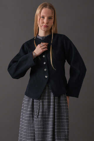 Short Jacket with Dart Detail Navy - 10