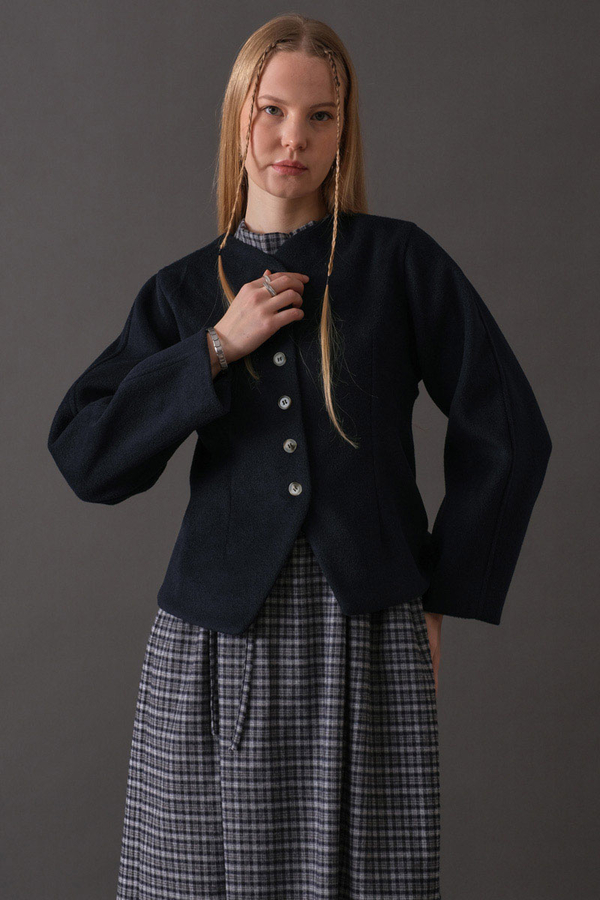 Short Jacket with Dart Detail Navy - 10
