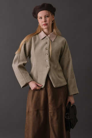 Short Jacket with Dart Detail Stone - 4