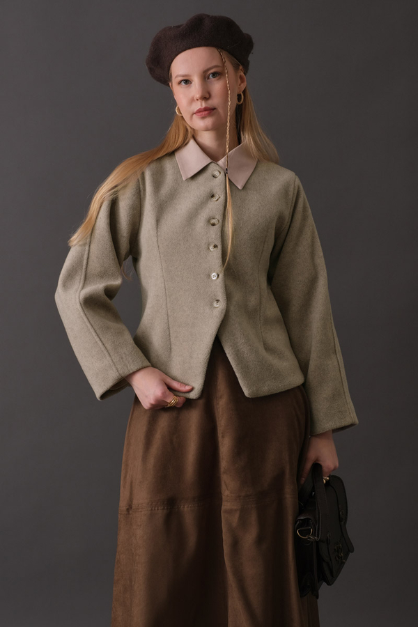 Short Jacket with Dart Detail Stone - 4