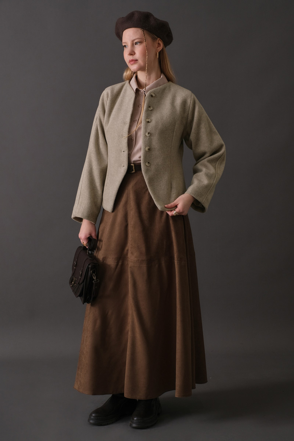 Short Jacket with Dart Detail Stone - 1