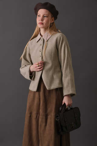 Short Jacket with Dart Detail Stone - 5