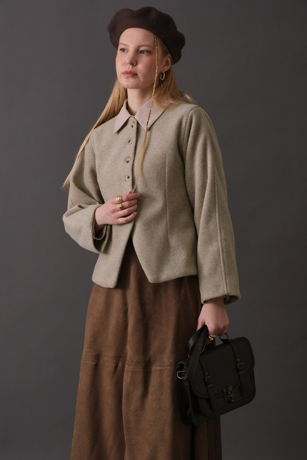 Short Jacket with Dart Detail Stone - 5