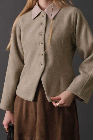 Short Jacket with Dart Detail Stone - 6