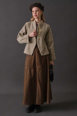 Short Jacket with Dart Detail Stone - 7