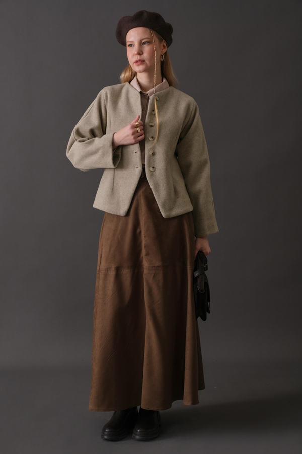 Short Jacket with Dart Detail Stone - 7