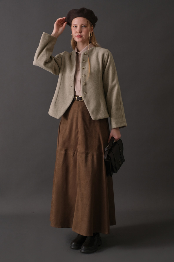 Short Jacket with Dart Detail Stone - 8