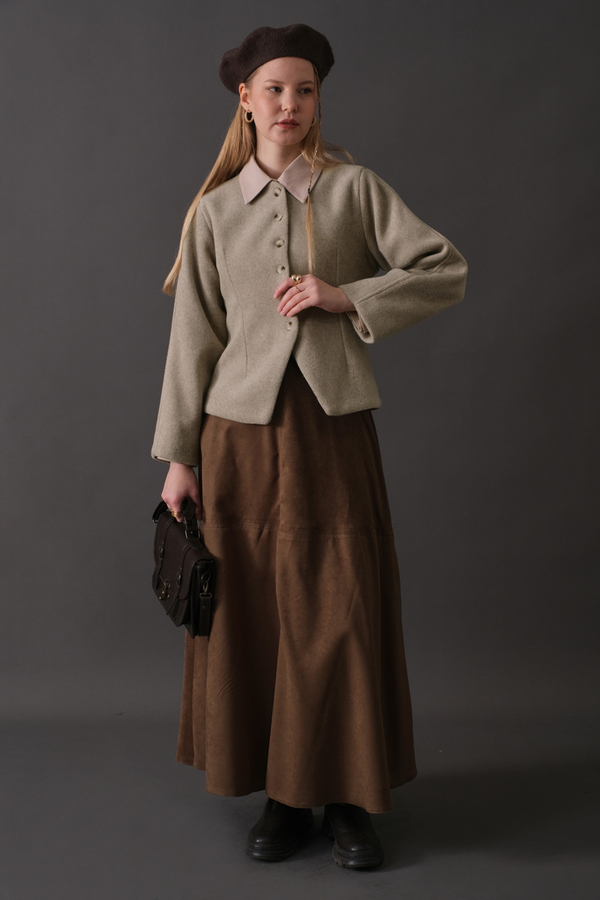 Short Jacket with Dart Detail Stone - 11