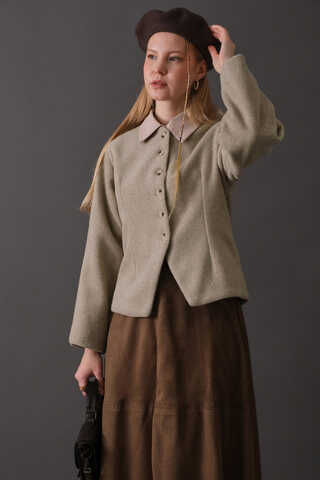 Short Jacket with Dart Detail Stone - 13