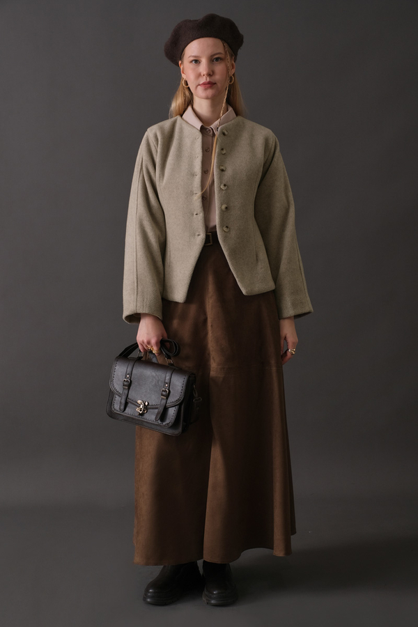 Short Jacket with Dart Detail Stone - 14