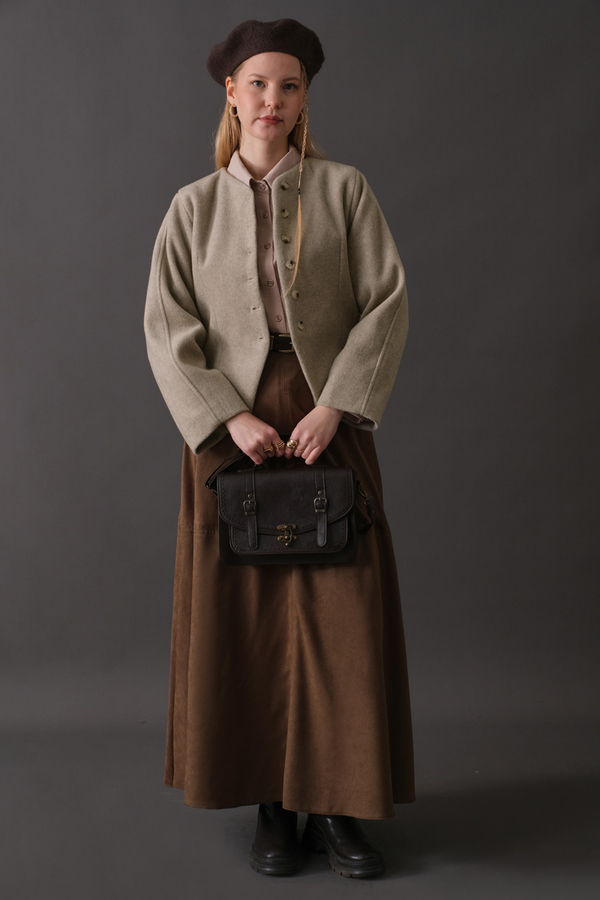 Short Jacket with Dart Detail Stone - 16