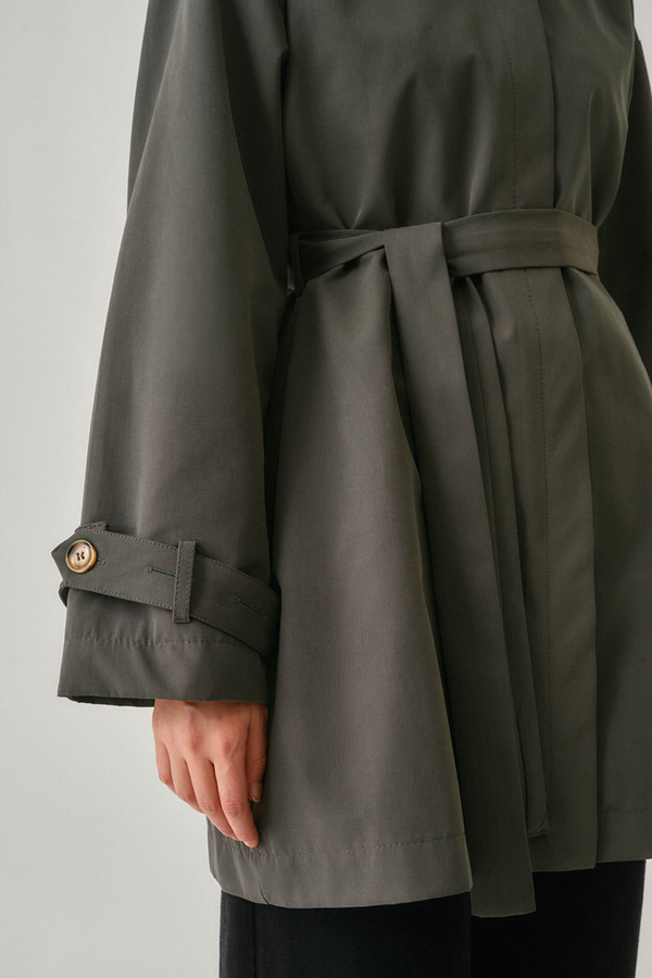 Short Trench Coat with Dropped Shoulders Anthracite - 6