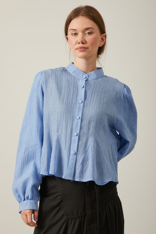 Short Voile Shirt Baby Blue - 3