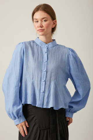 Short Voile Shirt Baby Blue - 1