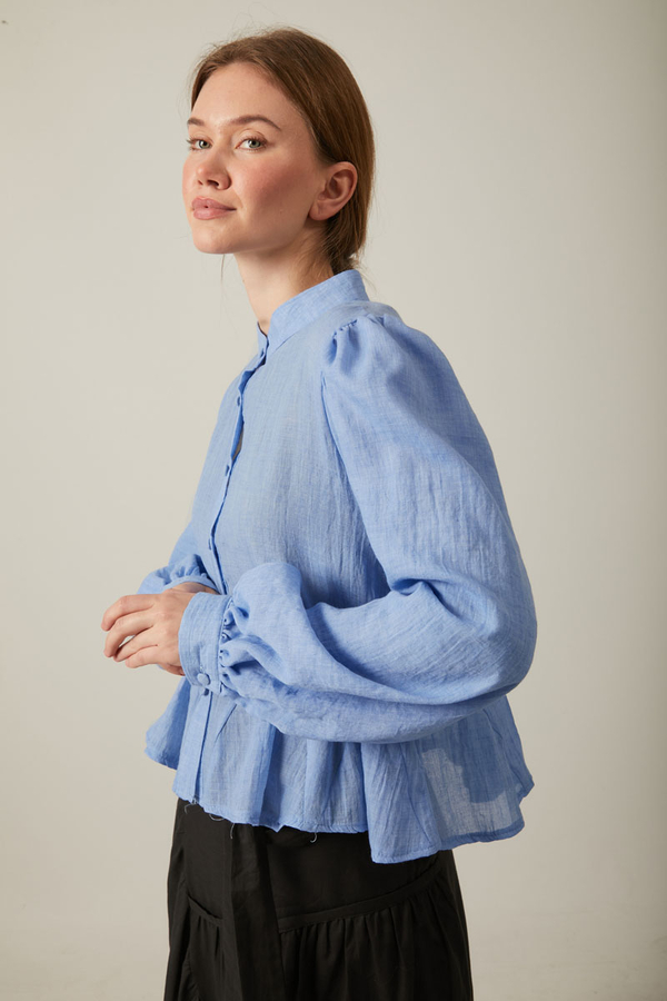 Short Voile Shirt Baby Blue - 5