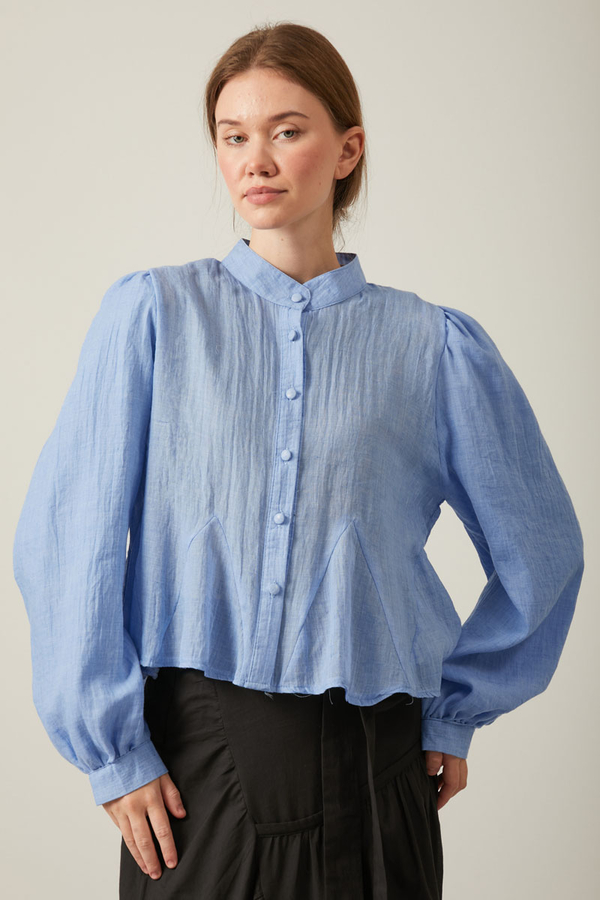Short Voile Shirt Baby Blue 