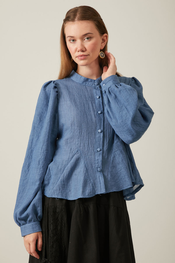 Short Voile Shirt Indigo 