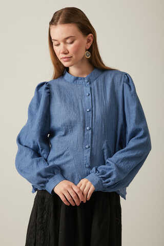 Short Voile Shirt Indigo - 3
