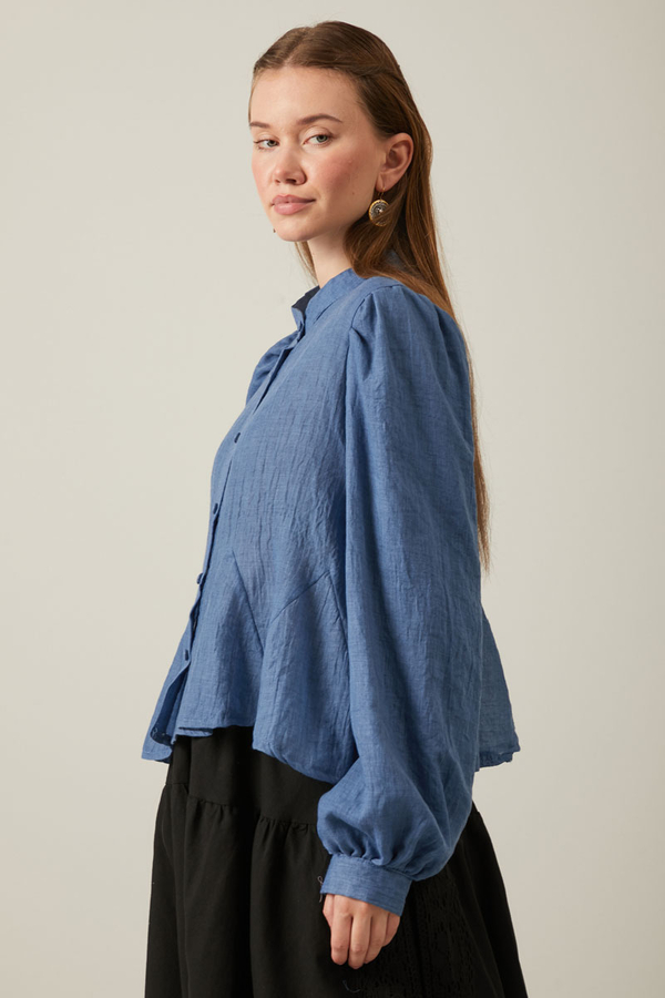Short Voile Shirt Indigo - 4