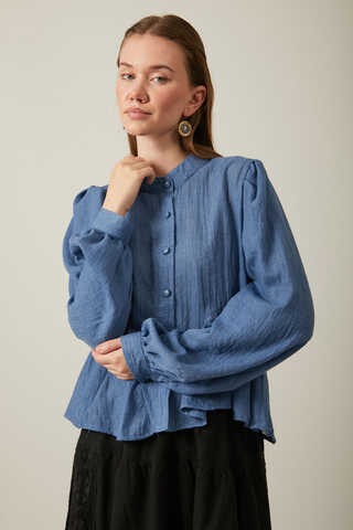 Short Voile Shirt Indigo - 6