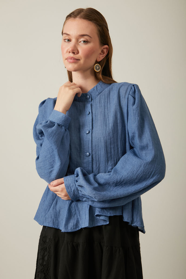 Short Voile Shirt Indigo - 6