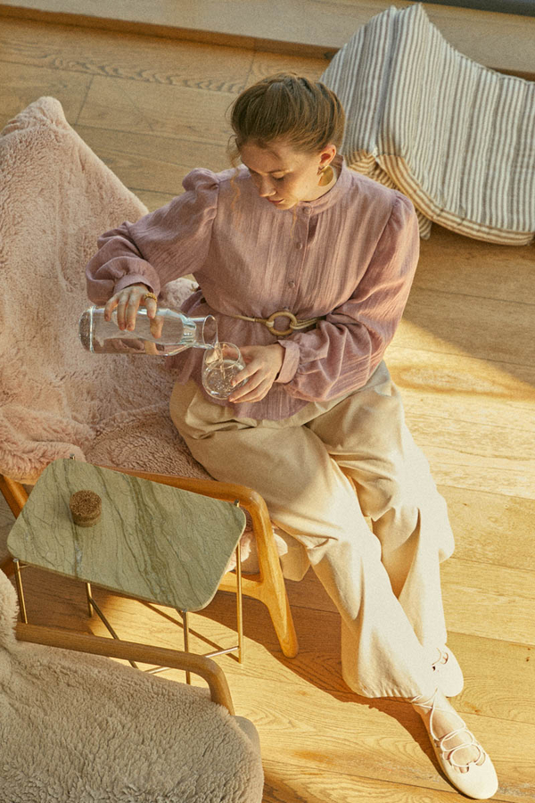 Short Voile Shirt Powder - 1