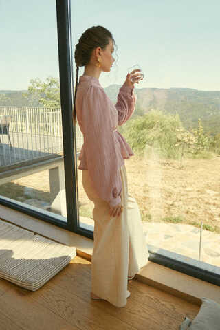 Short Voile Shirt Powder - 5