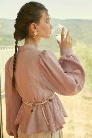 Short Voile Shirt Powder - 8