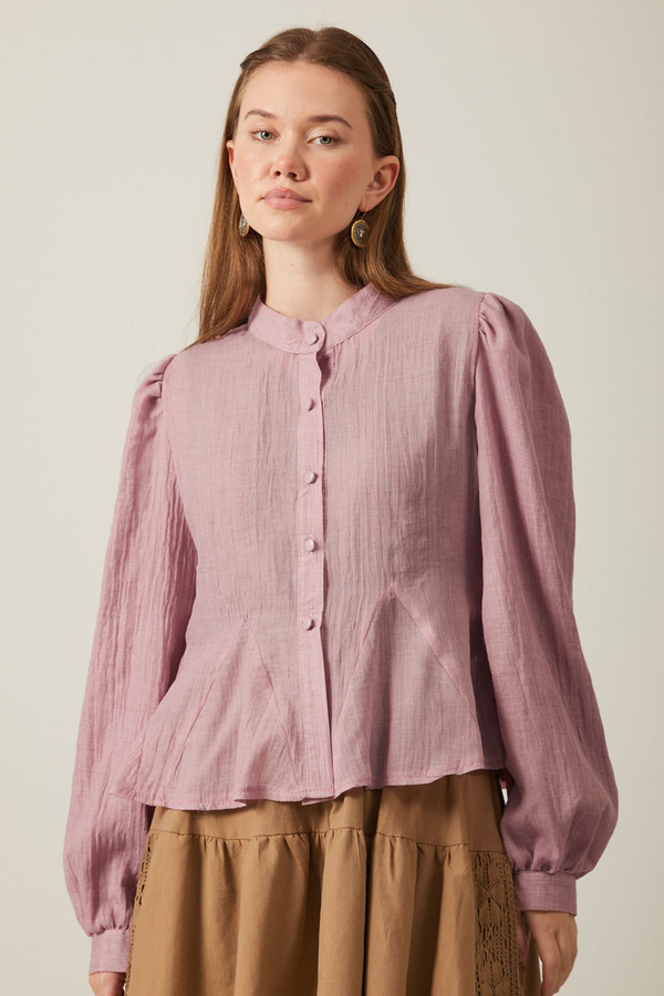 Short Voile Shirt Powder - 17