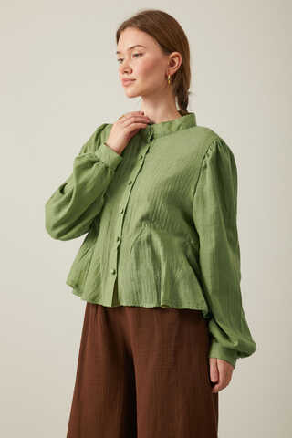 Short Voile Shirt Soft Green - 12