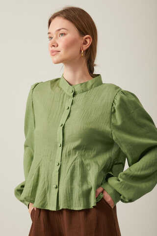 Short Voile Shirt Soft Green - 13