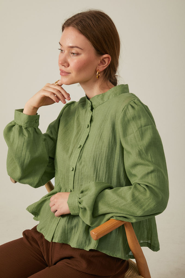 Short Voile Shirt Soft Green - 16